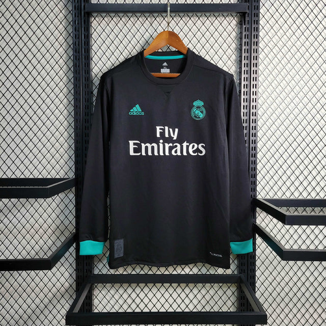 Camisa Real Madrid Retrô Third 17/18 Manga Longa Adidas Masculina - Preto