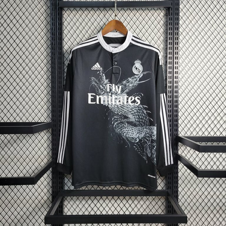 Camisa Real Madrid Retrô Away 14/15 Manga Longa Adidas Masculina - Preta