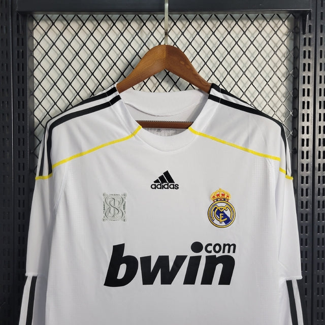 Camisa Real Madrid Retrô Home 09/10 Manga Longa Adidas Masculina - Branca