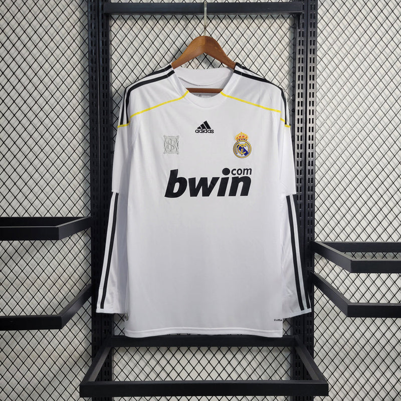 Camisa Real Madrid Retrô Home 09/10 Manga Longa Adidas Masculina - Branca