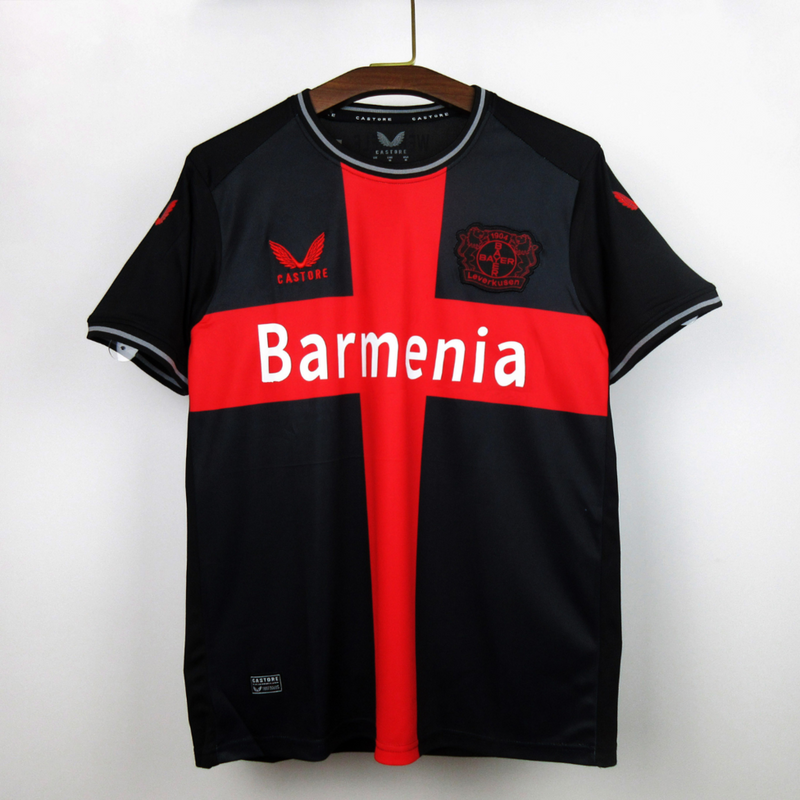 Camisa Bayern Leverkusen Home 23/24 Torcedor Castore Masculino - Preto e Vermelho