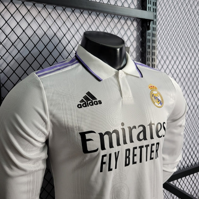 Camisa Real Madrid Home 22/23 Manga Longa Jogador Adidas Masculina - Branca