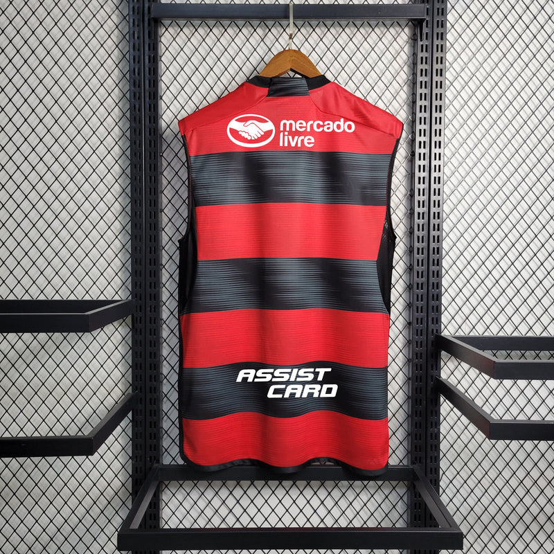 Camisa Flamengo Home Regata Todos os Patrocinadores + Patch 23/24 Torcedor Adidas Masculino - Vermelho e Preto