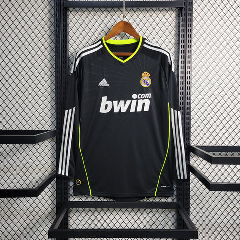 Camisa Real Madrid Retrô Away 10/11 Manga Longa Adidas Masculina - Preta