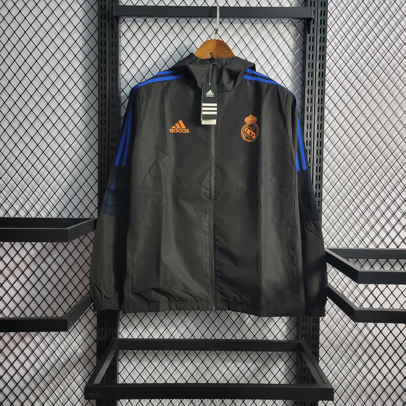 Corta Vento Real Madrid Adidas Unissex - Preto, Azul e Laranja