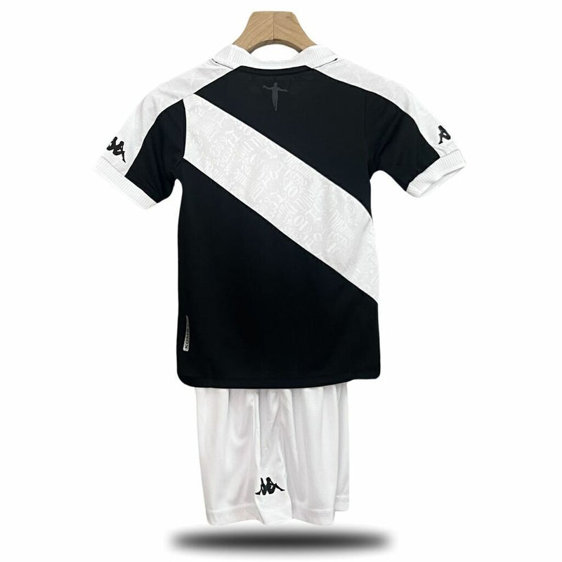 Kit Infantil Vasco Home 24/25 Camisa + Shorts Kappa Unissex - Preto e Branco