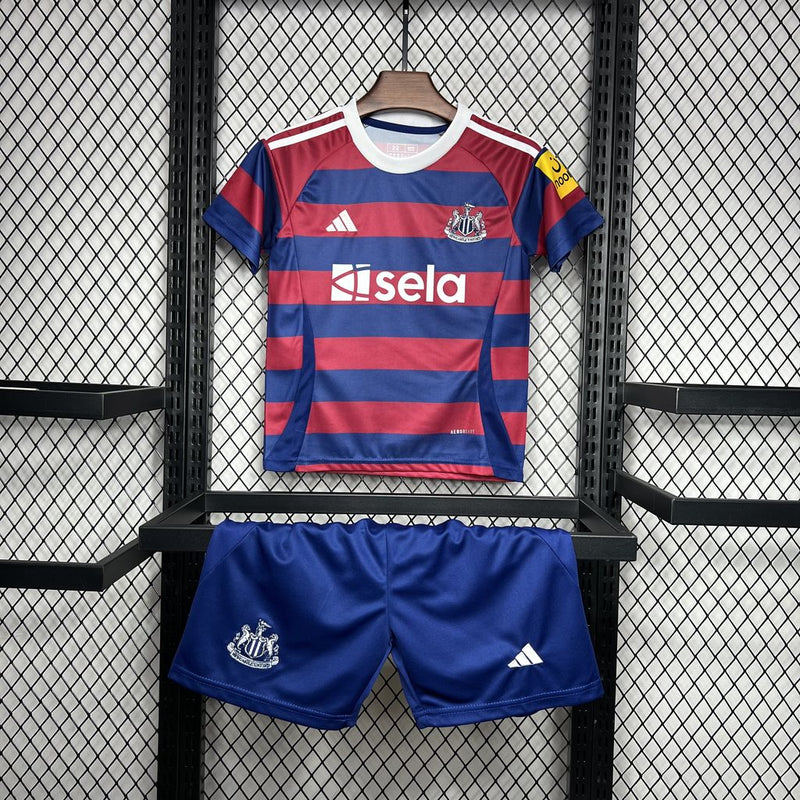 Kit Infantil Newcastle Away 24/25 Unissex Adidas - Azul e Vermelho