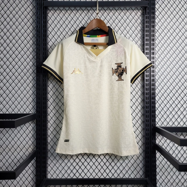 Camisa Vasco da Gama Third 22/23 Torcedor Kappa Feminino - Branca e Preta