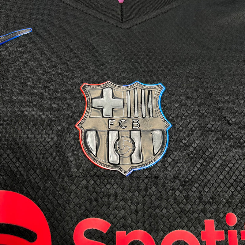 Kit Infantil Barcelona Away 24/25 Camisa + Shorts Nike Unissex - Preto