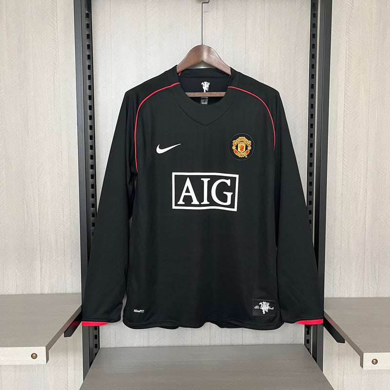 Camisa Manchester United Away Retro 07/08 Manga Longa Nike Masculina - Preto