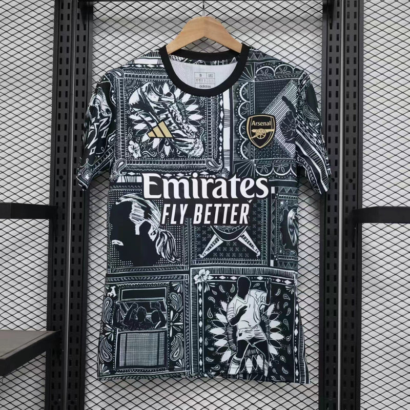 Camisa Arsenal Pré Jogo Ian Wright 23/24 Torcedor Adidas Masculino - Cinza