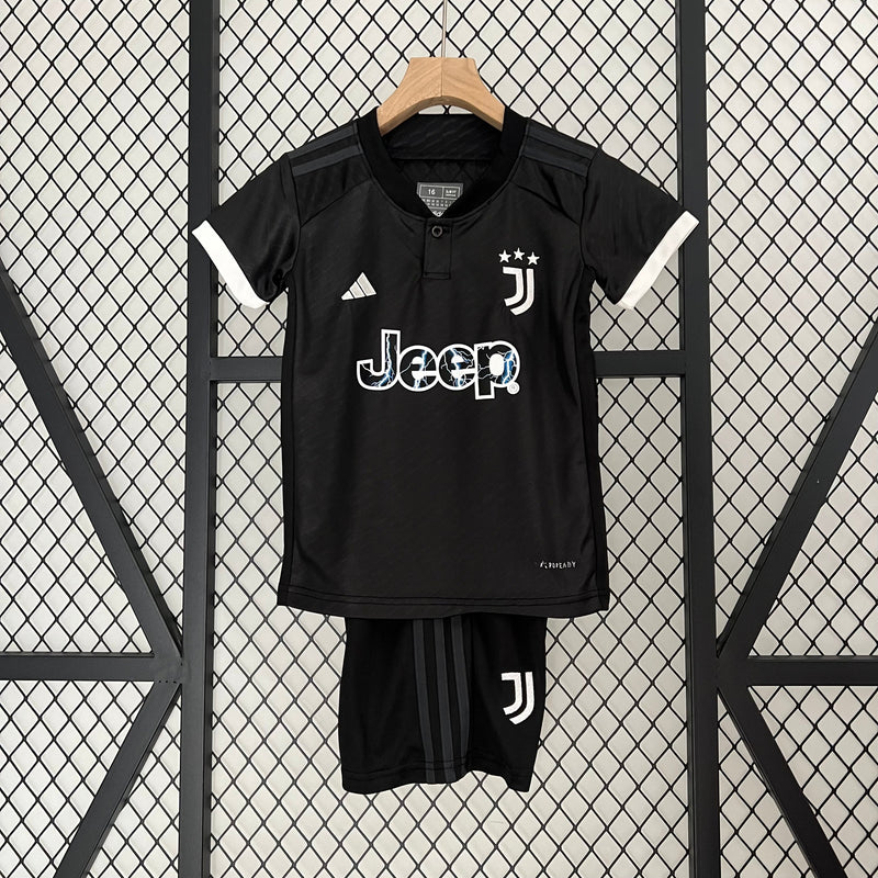 Kit Infantil Juventus Third 23/24 Unissex Adidas - Preta