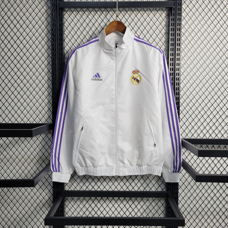 Corta Vento Real Madrid Reversível 23/24 Adidas Unissex - Branca