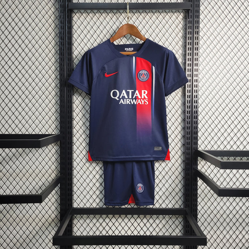 Kit Infantil PSG Home 23/24 Unissex Jordan - Azul