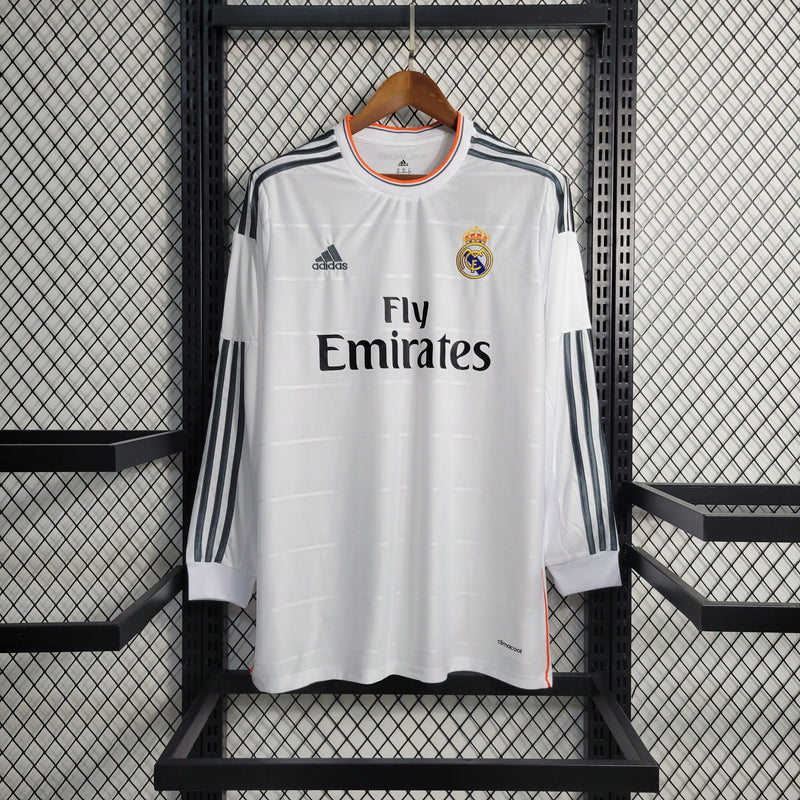 Camisa Real Madrid Retrô Home Manga Longa 14/15 Adidas Masculina - Branca