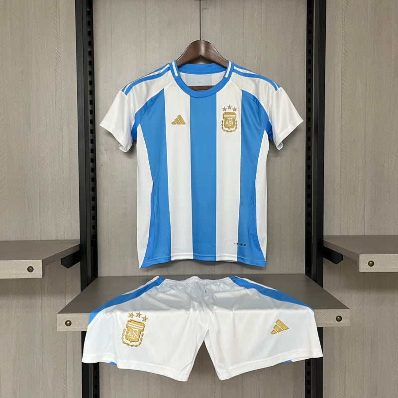 Kit Infantil Argentina Home 24/25 Torcedor Adidas Masculina - Branco e Azul