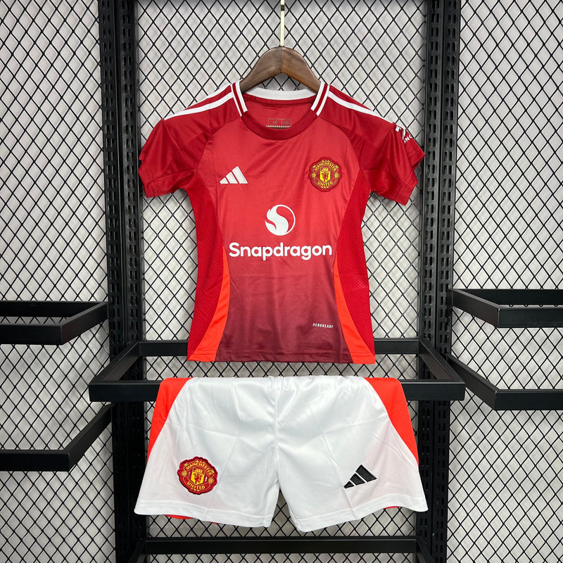 Kit infantil Manchester United Home 24/25 Unissex Adidas - Vermelho