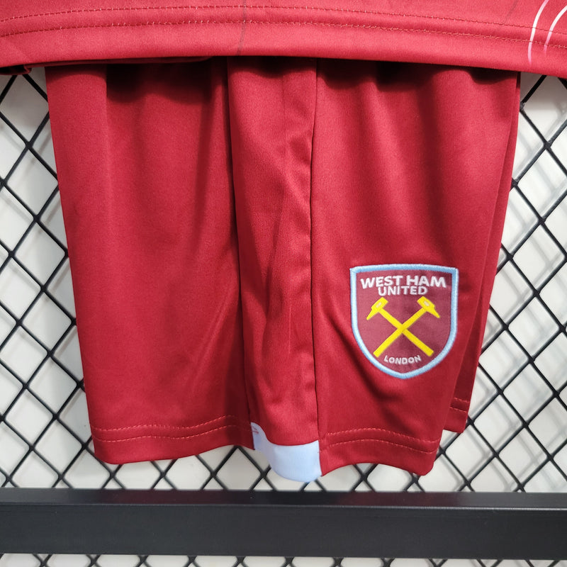 Kit Infantil West Ham Home 23/24 Unissex Umbro - Vermelha