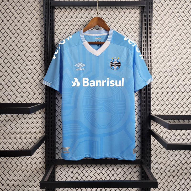 Camisa Grêmio Third Celeste 23/24 Todos os Patrocinadores Torcedor Umbro Masculino - Azul Celeste