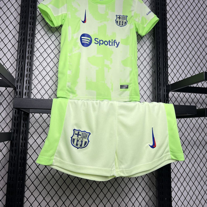 Kit Infantil Barcelona Third 24/25 Camisa + Shorts Nike Unissex - Verde Claro