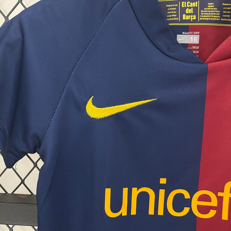 Kit Infantil Barcelona Retrô Home 2009 Camisa + Shorts Nike  Unissex - Grená