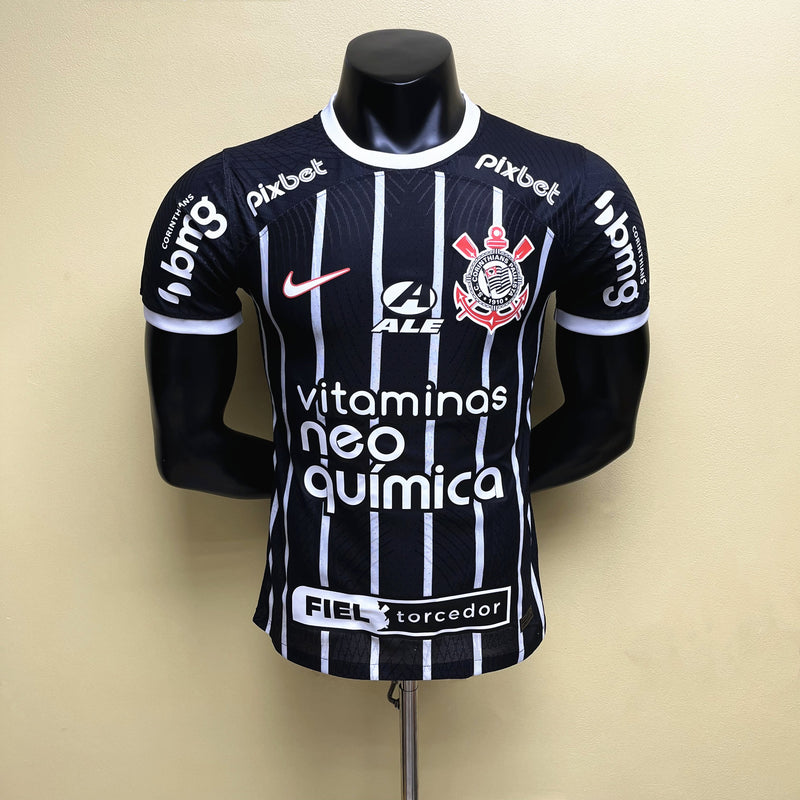 Camisa Corinthians Away Todos os Patrocinadores 23/24 Jogador Nike Masculino - Preta