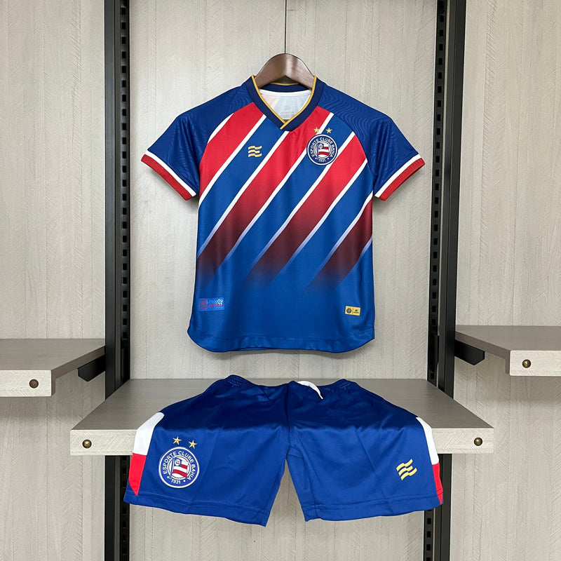 Kit Infantil Bahia Home 24/25 Camisa + Shorts Esquadrão Unissex - Vermelho e Azul