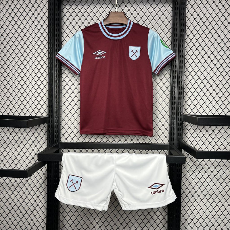 Kit Infantil West Ham Home 24/25 Unissex Umbro - Vermelha