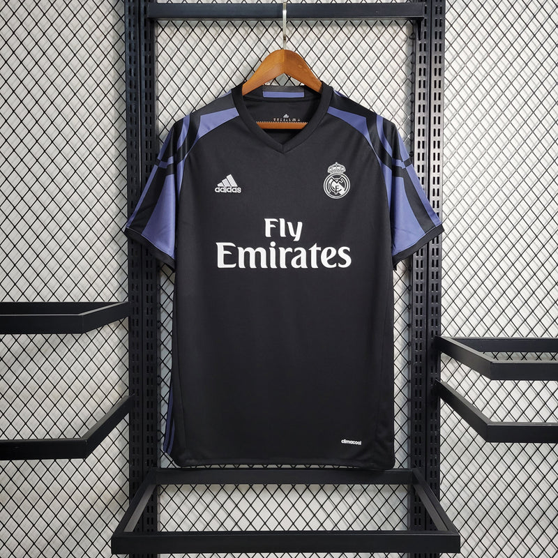 Camisa Real Madrid Retrô Away 16/17 Adidas Masculina - Preto e Roxa