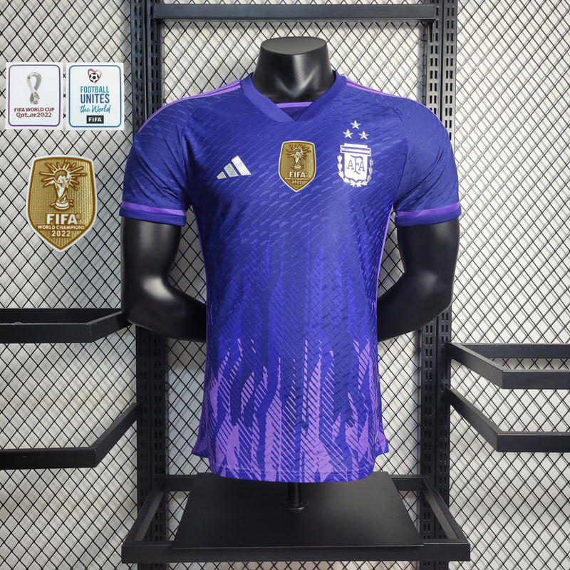 Camisa Argentina Away 22/23 Jogador + Patches Adidas Masculina - Roxa