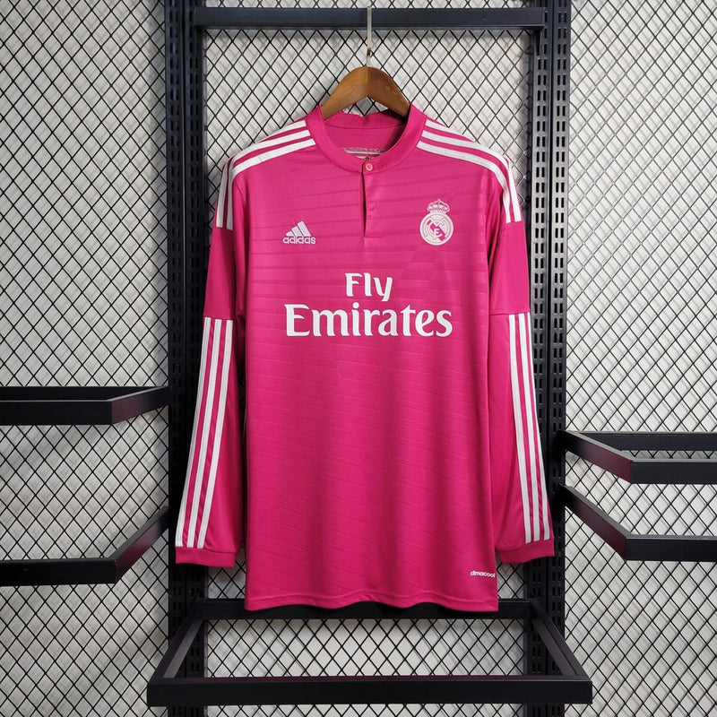 Camisa Real Madrid Retrô Third 14/15 Manga Longa Adidas Masculina - Rosa