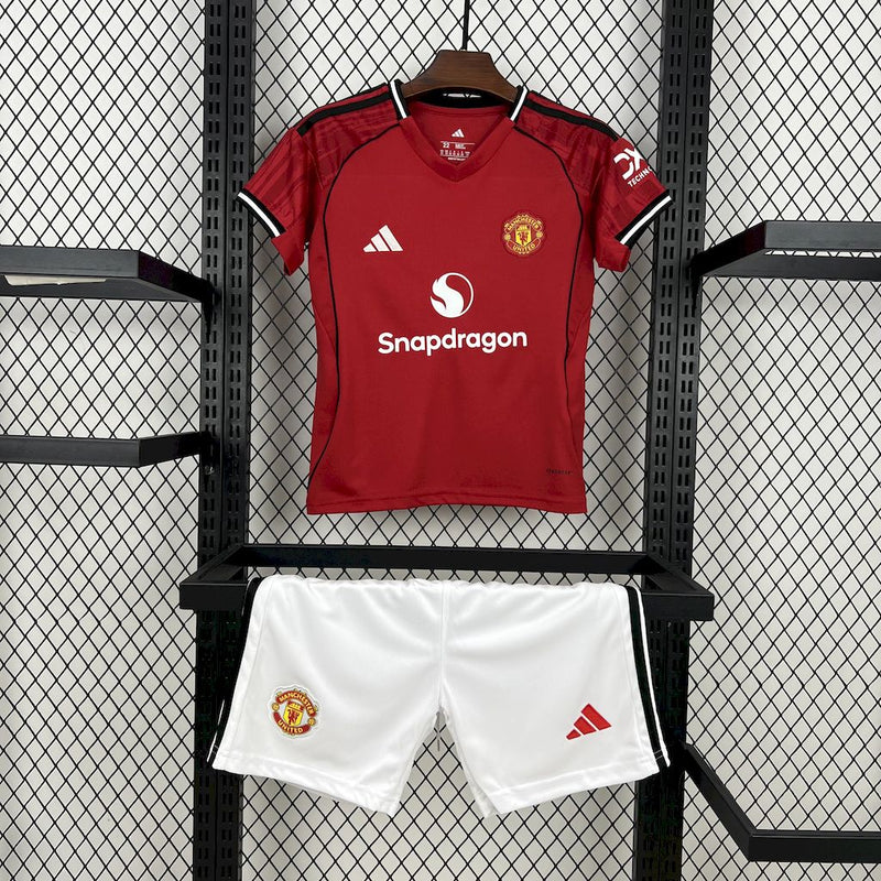 Kit infantil Manchester United Home 25/26 Unissex Adidas - Vermelho