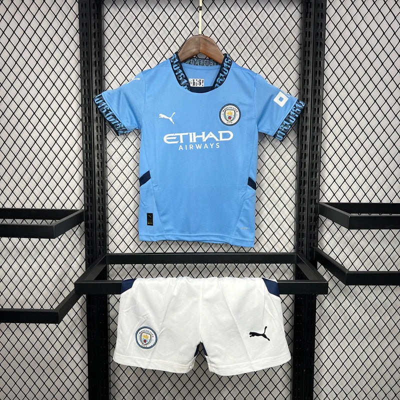 Kit Infantil Manchester City Home 24/25 Unissex Puma - Azul Claro