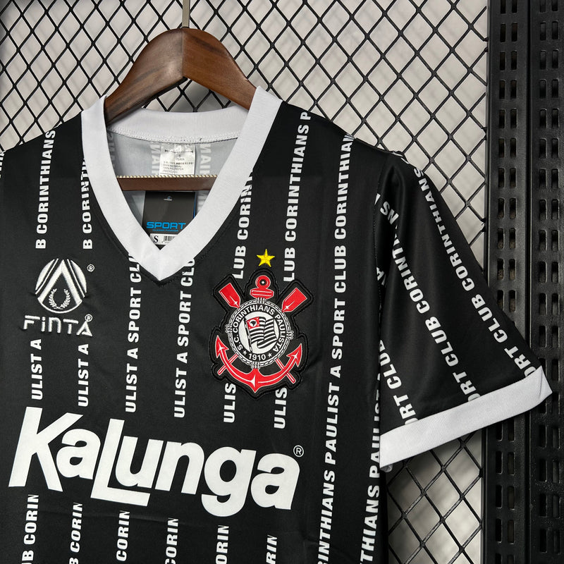 Camisa Corinthians Retro Third 1994 Torcedor Finta Masculina - Preta e Branca