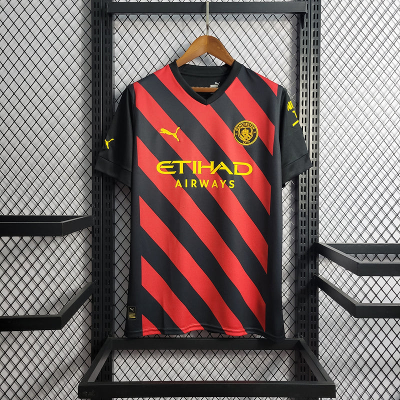 Camisa Manchester City Away 22/23 Torcedor Puma Masculina - Vermelho e Preto