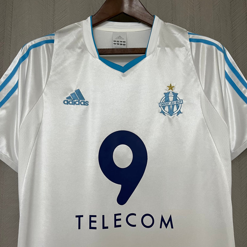 Camisa Olympique De Marseille Home Retro 02/03 Torcedor Adidas Masculino - Branco e Azul