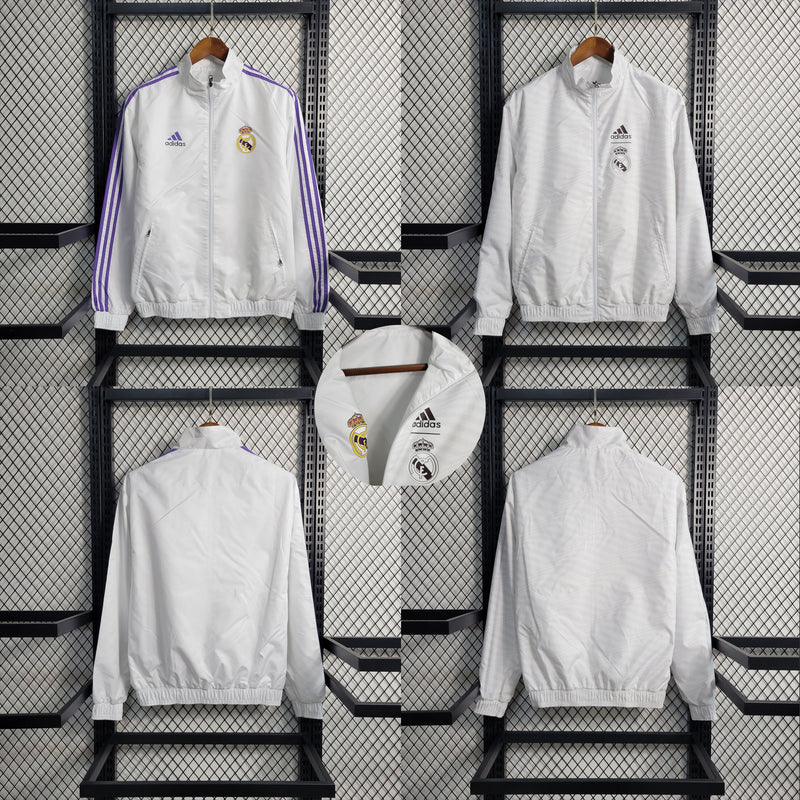 Corta Vento Real Madrid Reversível 23/24 Adidas Unissex - Branca