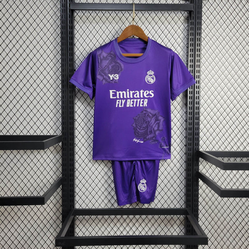 Kit Infantil Real Madrid Fourth 24/25 Y-3 Masculina - Roxo