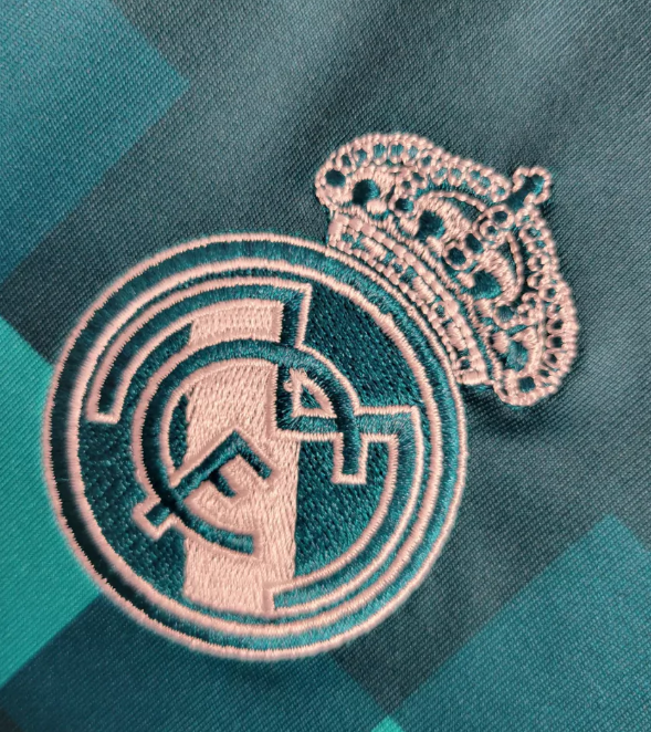 Camisa Real Madrid Retrô Away 17/18 Manga Longa Adidas Masculina - Azul Turquesa